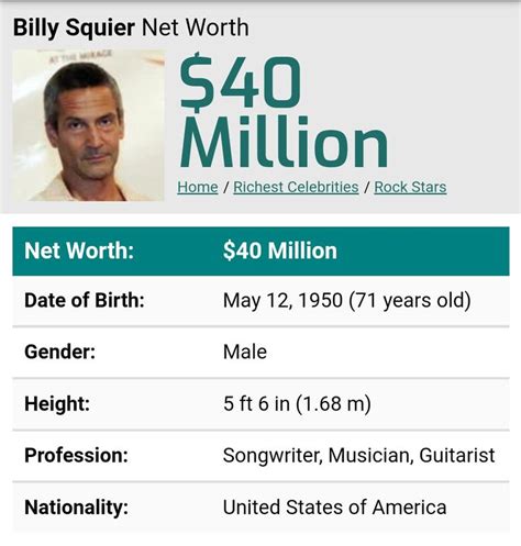 Billy Squier net worth