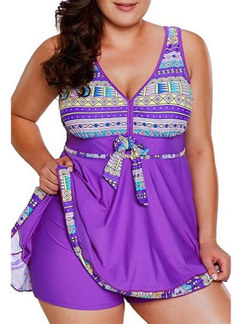 Langwyqu Plus Size Women S Printed Piece Swimsuit Set Summer