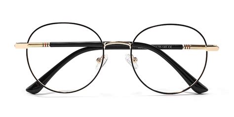 Muriel Black And Gold Round Eyeglasses