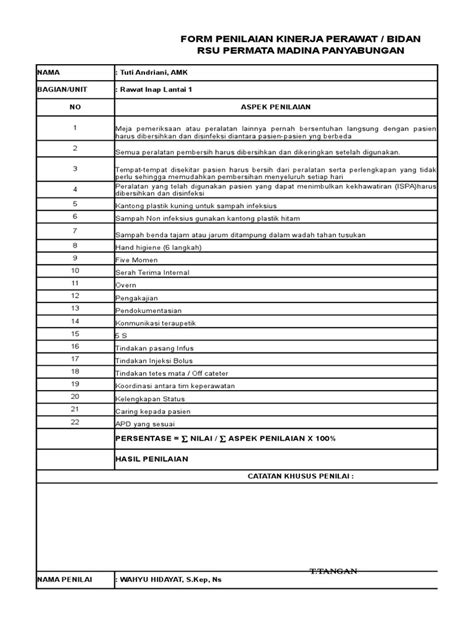 Form Penilaian Kinerja Perawatbidan