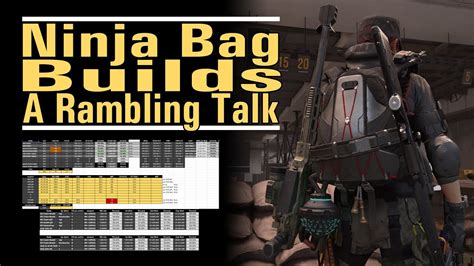 Ninja Bag Builds A Rambling Talk Why There Aren T Any In My