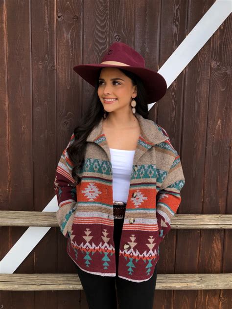 Ranch Girl ” Aztec Jacket ( Burgundy ) – Ale Accessories