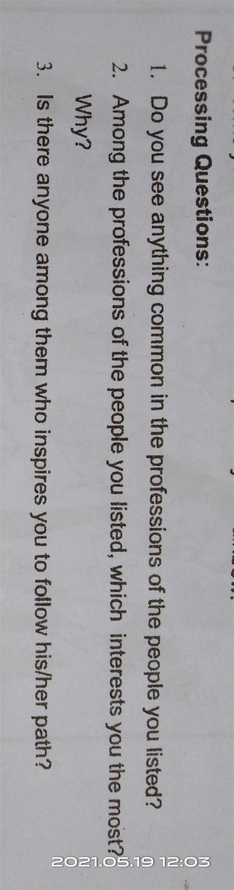 1 Do You See Anything Common In The Profession Of The People You Listed