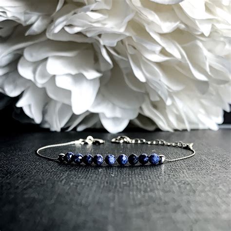 Blue Sapphire Bracelet Sterling Silver Chain Anklet - Etsy