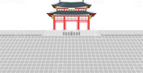 Gwanghwamun Square Gate And Long Wall And Large Courtyard At