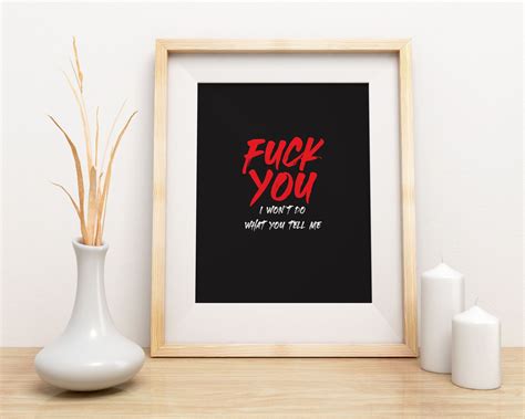Fuck You I Wont Do What You Tell Me Lyrics Print Rage Etsy