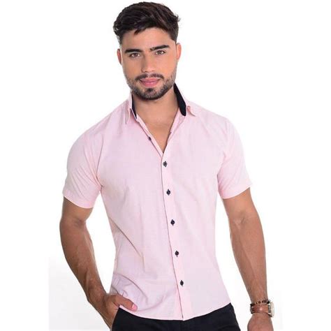 Camisa Masculina Social Slim Manga Curta Nude Mirehlider Camisas Masculinas Magazine Luiza
