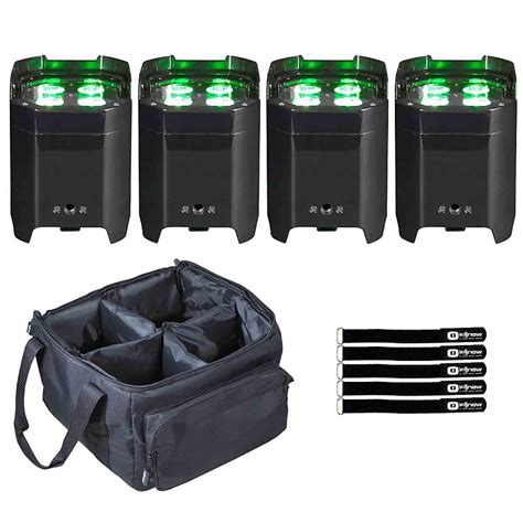 ADJ Element HEXIP IP54 RGBAW UV DMX LED Par Lights 4 Pack W Reverb