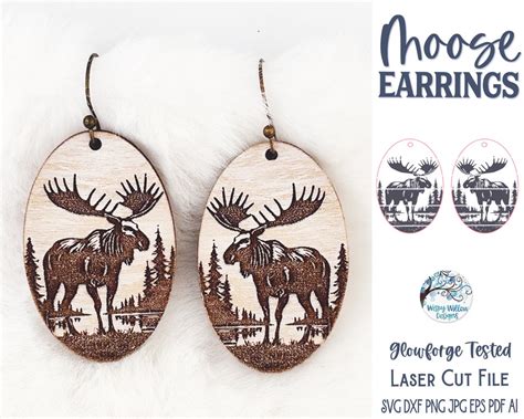 Moose Earring Svg File For Glowforge Woodland Animal Earring File For