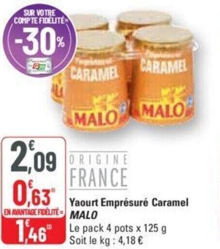 Promo Yaourt Emprésuré Caramel MALO chez G20