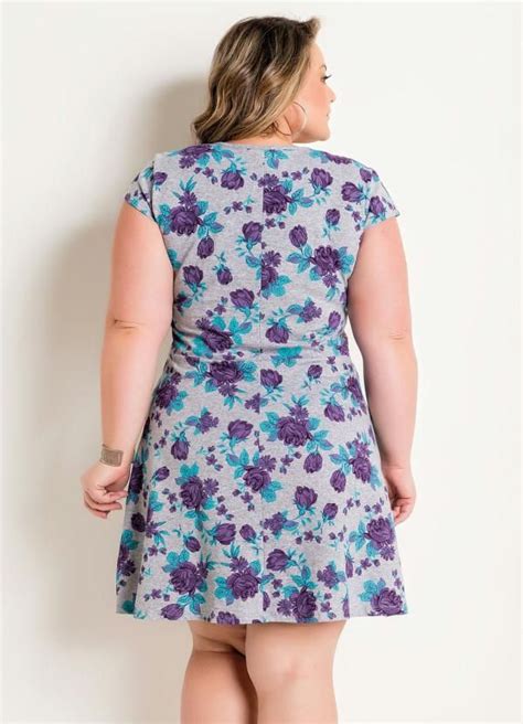 Marguerite Vestido Em Moletinho Floral Plus Size Floral Vestidos