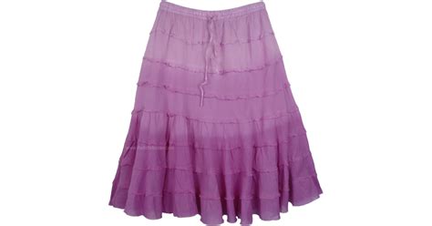 Lavender Ombre Summer Knee Length Skirt With Tiers Short Skirts