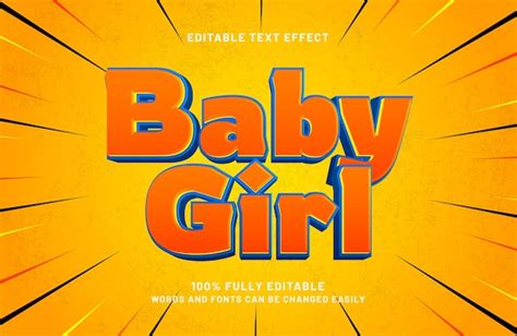 Premium Vector | Baby girl editable text effect in love text style