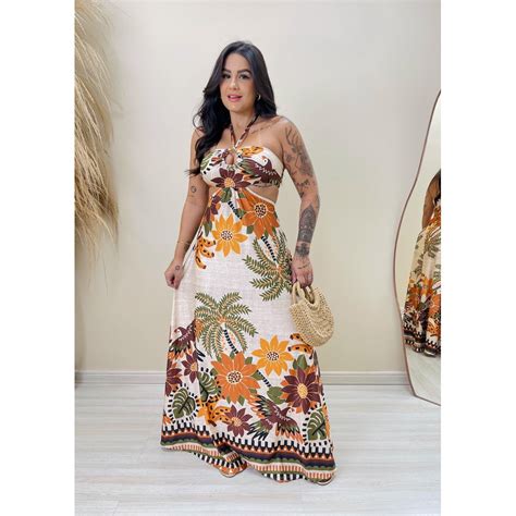 Vestido Longo Inspiração Farm - Vestido Longo Alana - Inspiração FARM | Shopee Brasil