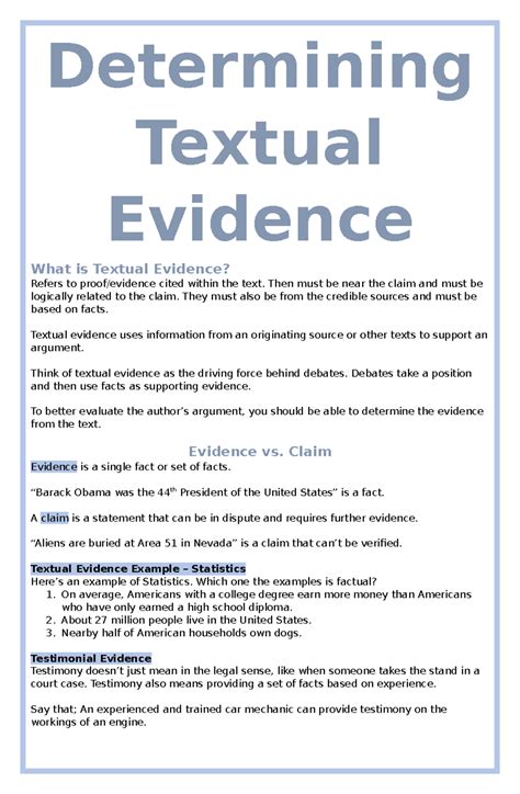Determining Textual Evidence - Determining Textual Evidence What is