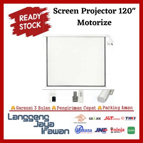 Jual Layar Proyektor Remot 120 Wall Screen Projector Motorized 120