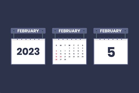 5 February 2023 calendar icon for schedule, appointment, important date ...