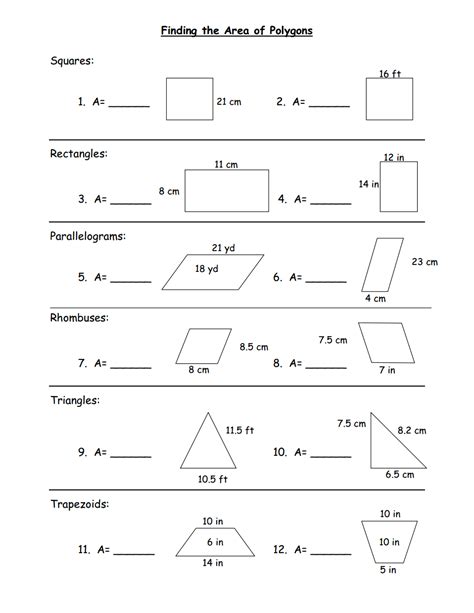 6th Grade Area Worksheets