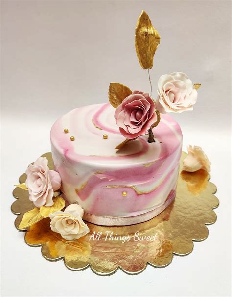 Floral Marble Finish Cake All Things Sweet