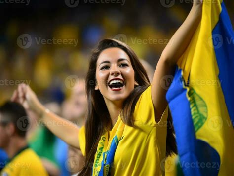 Brazilian woman celebrates his soccer teams victory AI Generative ...