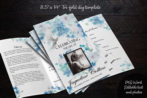 Diy Printable X Tri Fold Funeral Program Memorial Etsy In