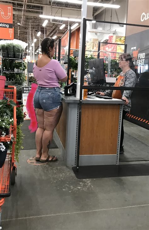 Pigtails Blonde Milf With Huge Curves In Home Depot Pt Short Shorts