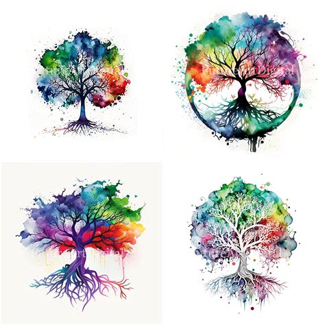Watercolor Tree of Life PNG Tree of Life Digital Clipart Wall - Etsy UK