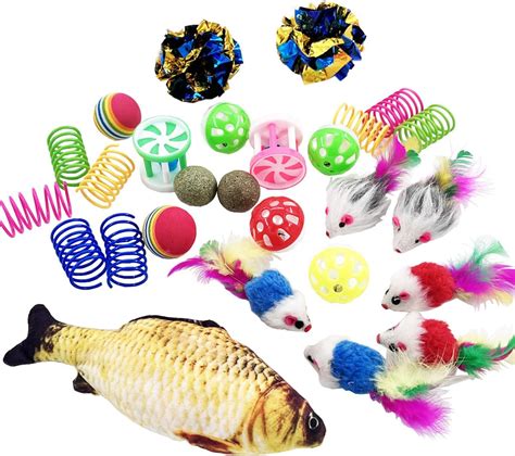 Quvovid Cat Toys Packs Combo Set Cat Catnip Fish And Ball Toy Cat