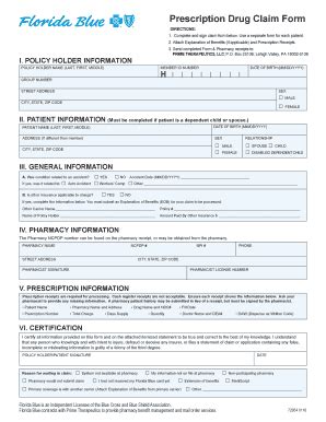 Fillable Online Fl Prescription Reimbursement Claim Form Fax Email