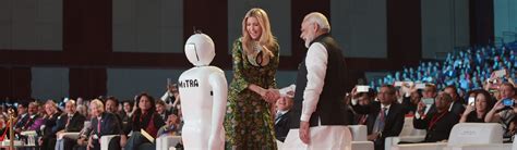 India's Friendly Robot Mitra Greets VIPs On The Stage