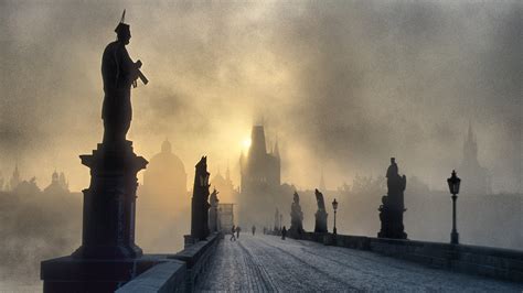 4544747 Bridge Prague Statue Czech Republic Mist Charles Bridge Rare Gallery Hd Wallpapers