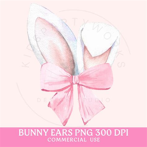 Bunny PNG Coquette Easter Bunny Ears Watercolor Easter Bunny