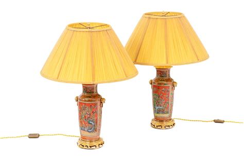 Proantic Paire De Lampes En Porcelaine De Canton Et Bronze Circa 188