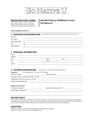 Fillable Online Utexas REGISTRATION FORM Lady Bird Johnson Wildflower