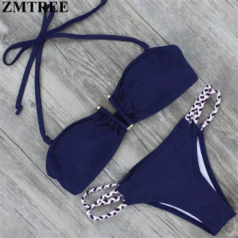 Zmtree Newest Women Sexy Bikinis Top Halter Bikini Set Push Up