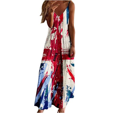 Puntoco Summer Dresses For Women Clearance Independence Day Women Sling