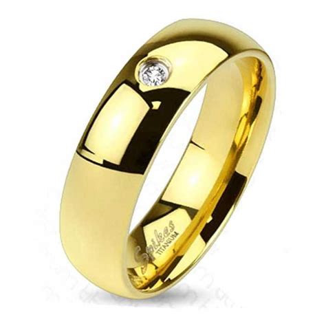 Bague Alliance Anneau Fian Ailles Homme Femme Titane Bande Or Zircon