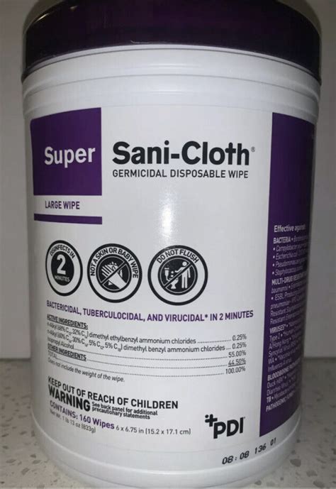 Case 12 Pdi Q55172 Super Sani Cloth Germicidal Disposable Wipes Large Canisters 659499285919 Ebay