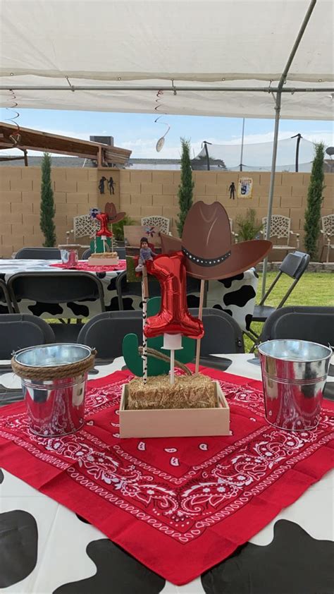 Birthday Centerpiece In 2024 Cowboy Themed Birthday Party Cowboy