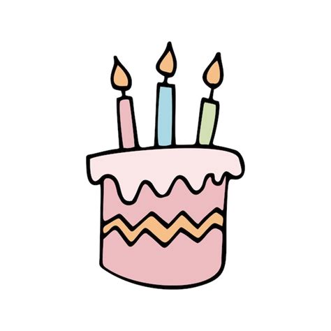 Premium Vector Color Hand Drawn Birthday Cake With Candles Doodle