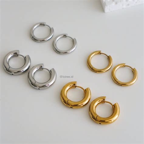 Jual Byeol Everyday Gold Plated Classic Hoop Earrings Anting