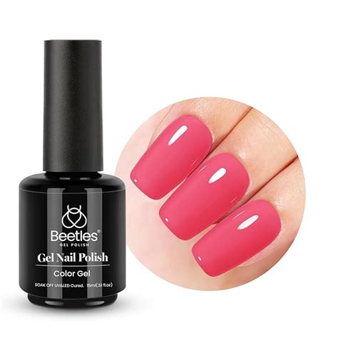 Amazon Beetles 15 Ml Hot Pink Gel Nail Polish Solid Bright Color Soak Off LED UV Lamp DIY