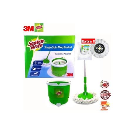 M Scotch Brite Single Spin Mop Bucket Set Pc Pack With Extra