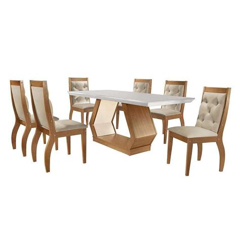 Conjunto De Mesa De Jantar Tampo De Vidro Alvorada E 6 Cadeiras