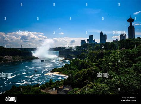 Canadian side view of Niagara Falls, American Falls, Horseshoe Falls ...