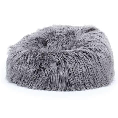 Pouf Fausse Fourrure Gris Anthracite Maisons Du Monde