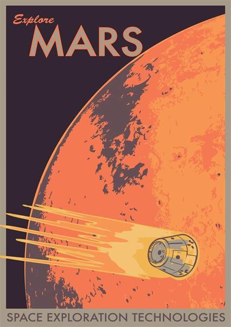 Explore Mars Space Exploration Technologies Travel Artwork Etsy