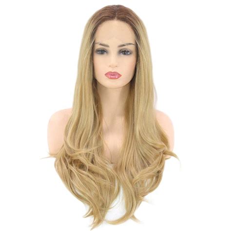 Amazon Wenjing Light Blonde Lace Front Wig Long Wavy Platinum