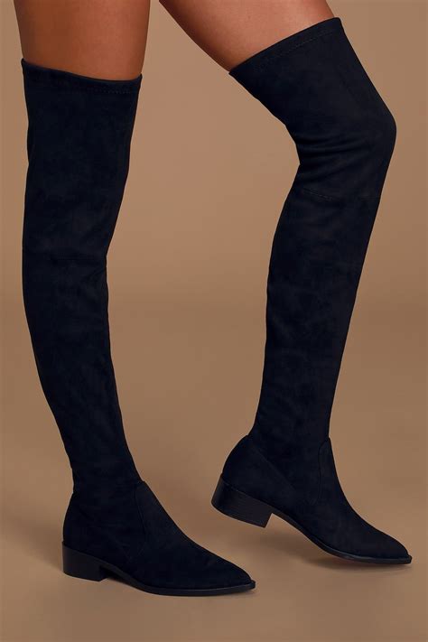 Jody Black Suede Over The Knee Boots High Heel Boots Knee Over The