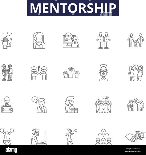 Mentorship Line Vector Icons And Signs Guidance Support Tuition